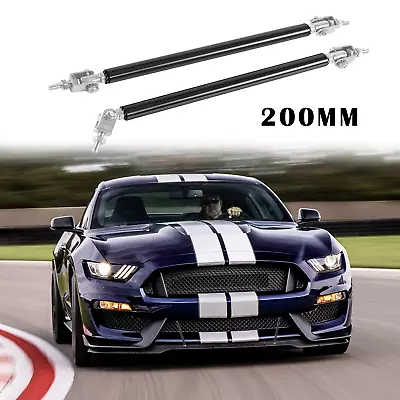 2x Black Adjust Front Bumper Lip Splitter Strut Rod Tie Support Bars Universal • $12.99