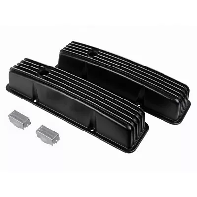 Small Block Chev Finned Black Rocker Covers Tall Style Suit SBC 283 327 350 400 • $165