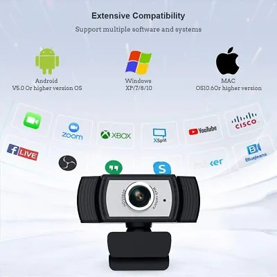 Webcam Auto Focusing Web Camera 1080P HD Cam Microphone For PC Laptop Desktop • $29.99