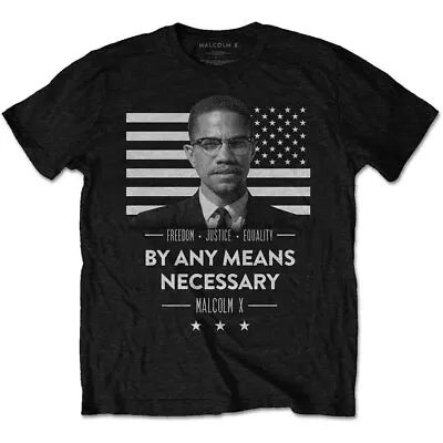 Malcolm X By Any Means Necessary T-Shirt Black New • $21.96