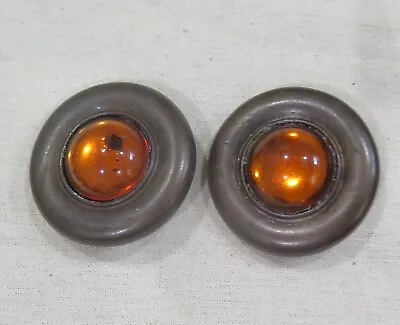 $10.95 • Buy Vintage Ben-Amun Bronze Round Faux Amber Clip Earrings 