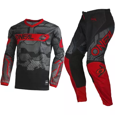 O'Neal Racing Element Off-Road MX Gear Set Camo Black/Red/Grey - Large / 34 • $103.49