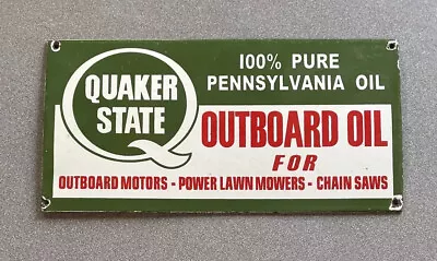 Vintage Quaker Outboard Boat 12” Porcelain Sign Car Gas Truck Gasoline Oil • $84.99