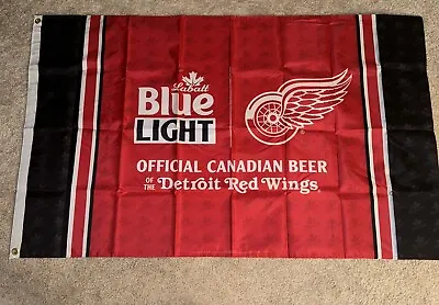 NEW HUGE Red Wings Labatt Blue Light Flag Banner REDWINGS BEER MAN CAVE SPORTS • $40