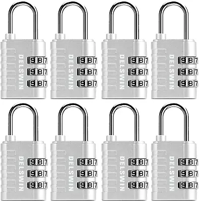 3-Digit Small Combination Lock For Locker - 8Pack Resettable Luggage  • $23.33