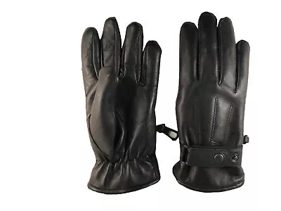 Leather Winter Gloves Men Classy 100% W/ Fur Lined Warm Black Motorcycle Gloves  • $13.99