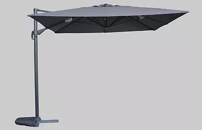 3 X 3 M Garden Cantilever Parasol Grey Hanging Umbrella Outdoor Patio Sun Shade • £119