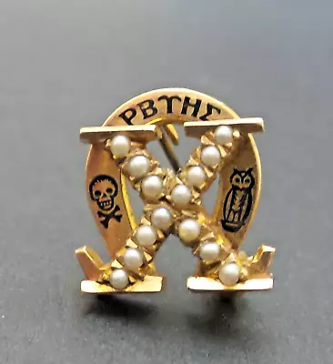 Vintage 10K Gold 1929 / 1945 Chi Omega Sorority Fraternity Pin Chap. Alpha Gamma • $165