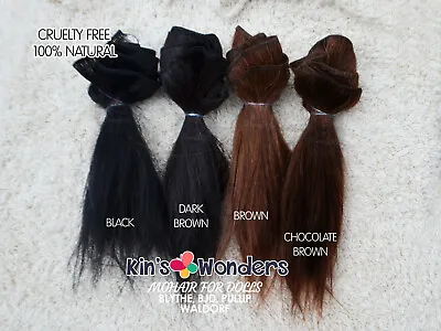 £7.50 • Buy Mohair Wefted Straight Doll Natural Goat Hair Reroot Black Blythe BJD Waldorf