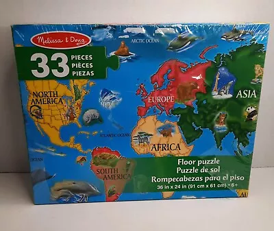 Melissa & Doug~World Map~Floor Puzzle 33 Piece 3x2 Ft Educational Learning Toy • $16.95