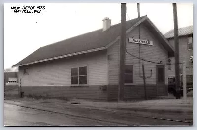 Mayville Wisconsin~Milwaukee Railroad Depot~Pickup Truck~1976 RPPC • $16