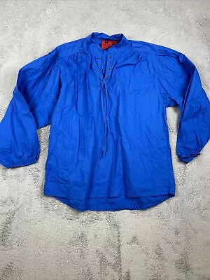Museum Replicas Limited Men’s Size Large Privateer Cotton Shirt Blue Tie Neck • $39.99
