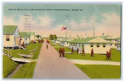 1944 One Of Beautiful Camp Wheelers Main Thoroughfares Macon Georgia GA Postcard • $9.98