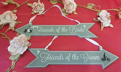 £6.99 • Buy 2 Vintage Chic Church Wedding Seating Pew Signs Bride Groom Guest Arrows Arrow 