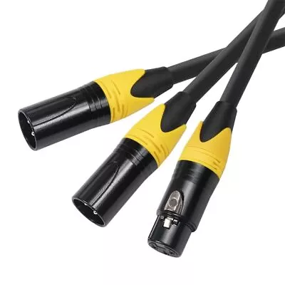 New XLR Splitter 3 Pin XLR Female To Dual XLR Male Y Splitter Balanced Mic Cable • £10.42