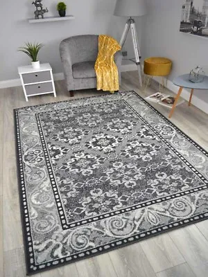 £13.95 • Buy Grey Traditional Agra Style Rug Small Extra Large Huge Floral Floor Rugs Cheap