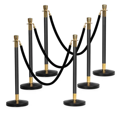 £159.99 • Buy 6 Polished Steel Queue Rope Barrier Posts Stands Crowd Control Stanchion 1.5M