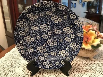 $24 • Buy Blue Calico Staffordshire, England China Dinner Plate, Crownford Stamp, MINT