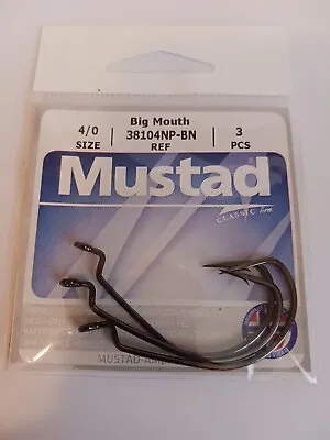 Mustad 4/0 Big Mouth Hooks 38140NP-BN Black Nickel 3 Pack New • $3