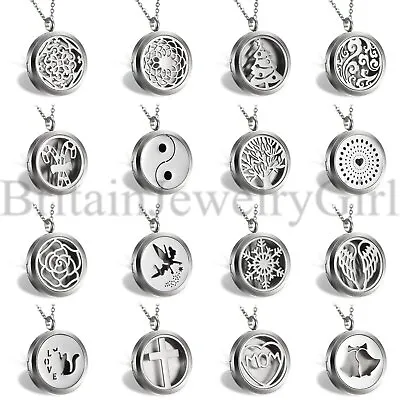 Pad Locket Necklace Fragrance Essential Oil Aromatherapy Diffuser Pendant Chain • £9.99