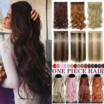 Natural Curly Hair Extension One Piece Real Thick Clip In 3/4 Full Head As Human • $10.79