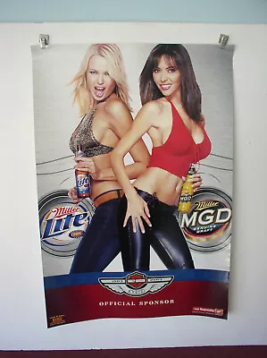 2003 MILLER LITE HARLEY DAVIDSON GIRLIE BEER POSTER 26 X 18 N O S • $17.50