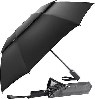 Vuteehy Windproof Umbrella Travel Umbrella For Rain With 16 Ribs Black  • $30.45