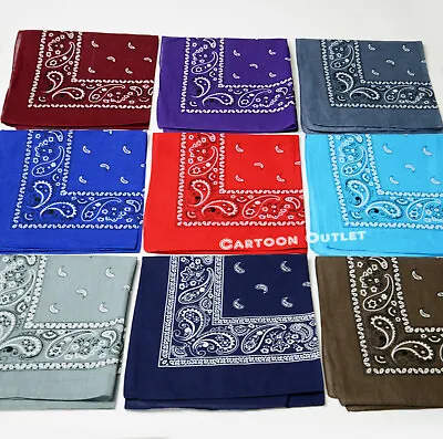 Cowboy Western Bandana 100% Cotton Paisley Print Scarve Handkerchief Favors  • $3.98