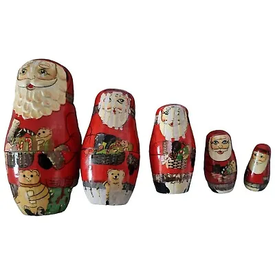 Vintage Liberty Nesting Father Christmas Santa Russian Dolls Wooden • £29.99