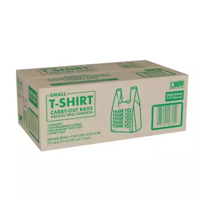 Small T-Shirt Carry-Out Bags 7  X 5  X 15  (2000 Ct.) NO SHIP TO NJ • $29.64