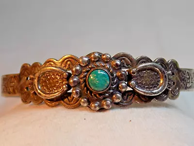 Sterling Silver Native Navajo Vintage Turquoise Cuff Bracelet See Condition Nice • $25