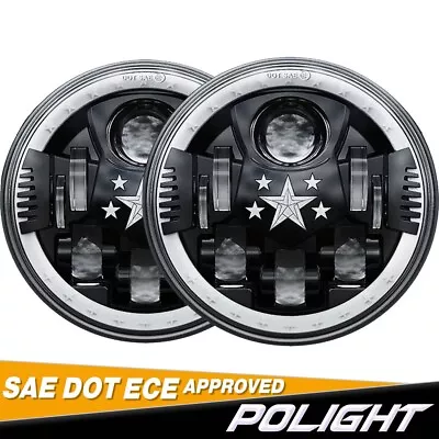 Pair 7  Inch Round LED Headlight DRL Halo White For Jeep Wrangler JK LJ CJ TJ • $50.49