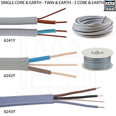 Single Core Twin And Earth Cable 1mm 2.5mm 4mm 6mm 10mm Lengths And Drums  • £22.95