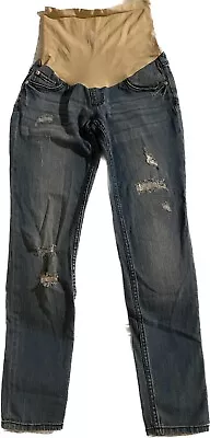 Indigo Blue XS Maternity Skinny Stretch Distressed Jeans Secret Fit Full Panel • $10.99