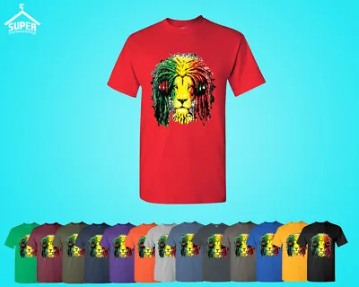 Rasta Lion Tshirt Smoker Rave Headphone Jamaica Colors Tee T Shirt • $18.69