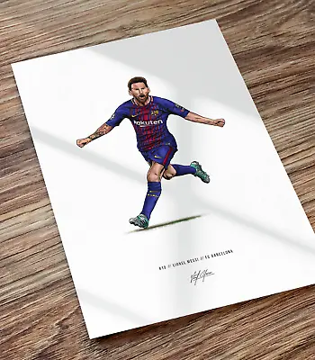 Lionel Messi Poster FC Barcelona Soccer Drawing Art Print Poster • $24.99