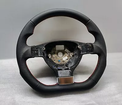 VW GOLF 5 Mk5 STEERING WHEEL FLAT New Leather Red Stitch JETTA EOS 1Q0419091  • $595