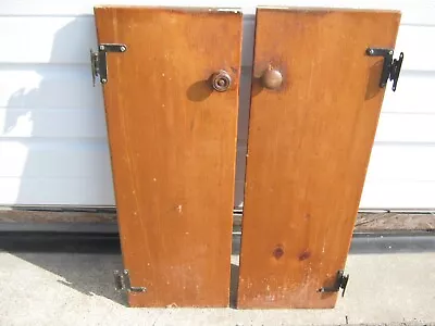 2 Vintage Knotty Pine Wood Cabinet Doors With Hinges - Salvage Doors 30 X10  • $24.99