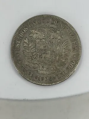 1936 5 Bolivares  Bolivar 25 Grams Venezuela.  Nice Silver Coin • $30