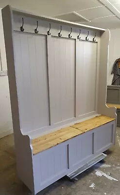 £495 • Buy New Handmade Solid Pine 5ft Hall Bench Coat Hooks Storage Farrow And Ball 