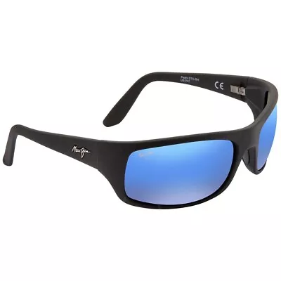 Maui Jim Peahi B202-2m Blue Hawaii-black Matte Rubber Polarized Wrap Sunglasses • $219