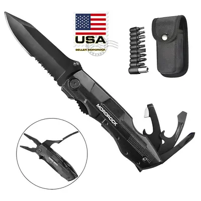 7.5  5-in-1 Pocket Knife Multi Purpose Multi Tool Tactical Camping Folding Blade • $18.99