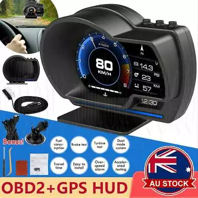 Auto Head Up Display Gauge GPS OBD2 Car Digital Speedometer Turbo HUD Gauge AU • $52.95