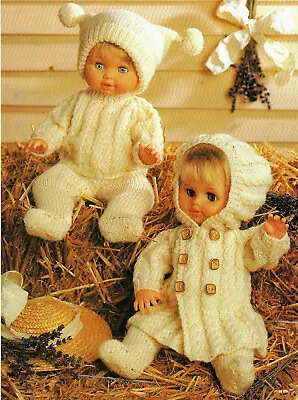 Baby Dolls Clothes KNITTING PATTERN DK Hooded Coat Trousers Outfit 12 - 22  Hat • £2.15
