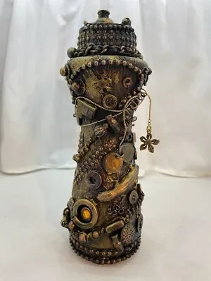 Altered Steampunk Bottle - Decorative Glass Bottle - Bottle Art • $25