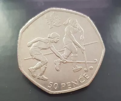 Hockey 2012 London Olympic Games 50p Coin. 2011 Fifty Pence Circulated  • £2