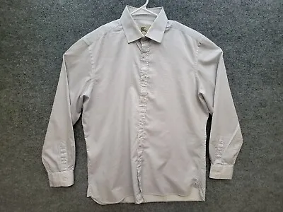 Burberry Shirt Mens 17 White Blue Check Button Up Long Sleeve • $45.99