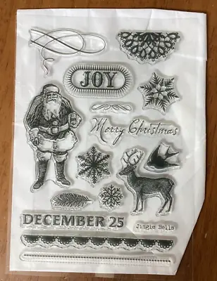 My Minds Eye MME Yuletide Christmas Stamp Set Santa Deer Joy Snowflake Border • $11.95