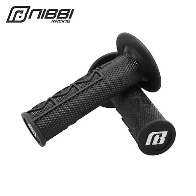 NIBBI Racing Motorcycle Lock-On Rubber Hand Grips Motocross Dirt Pit Bike Black • $17.84