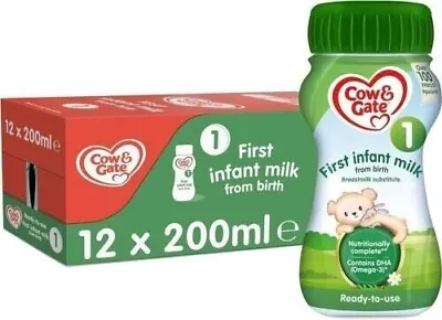Cow & Gate First Infant Baby Milk Ready To Use From Birth 12 X200ml • £13.99
